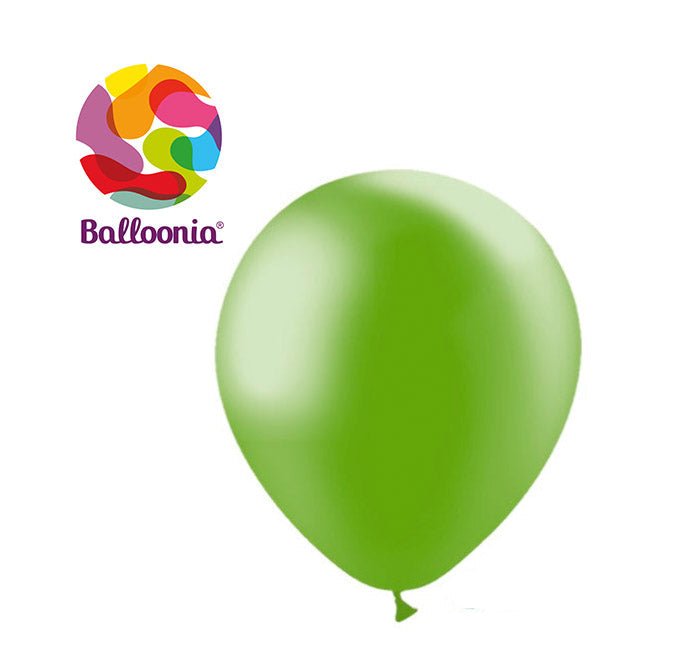 Balloonia 5" Latex Metallic Green 100ct - BAM Party Global