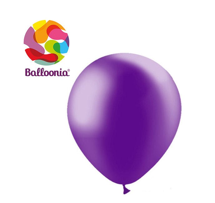 Balloonia 5" Latex Metallic Purple 100ct - BAM Party Global
