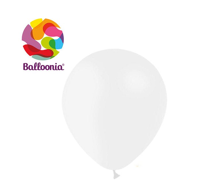 Balloonia 5" Latex Metallic White 100ct - BAM Party Global