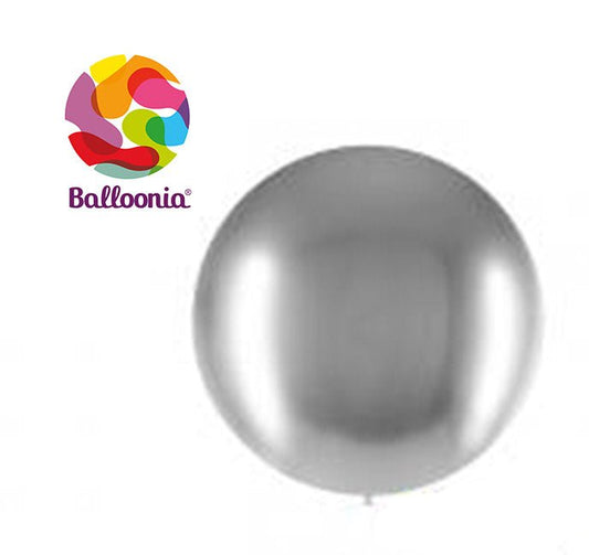 Balloonia 2ft Brilliant Latex Silver 5ct - BAM Party Global