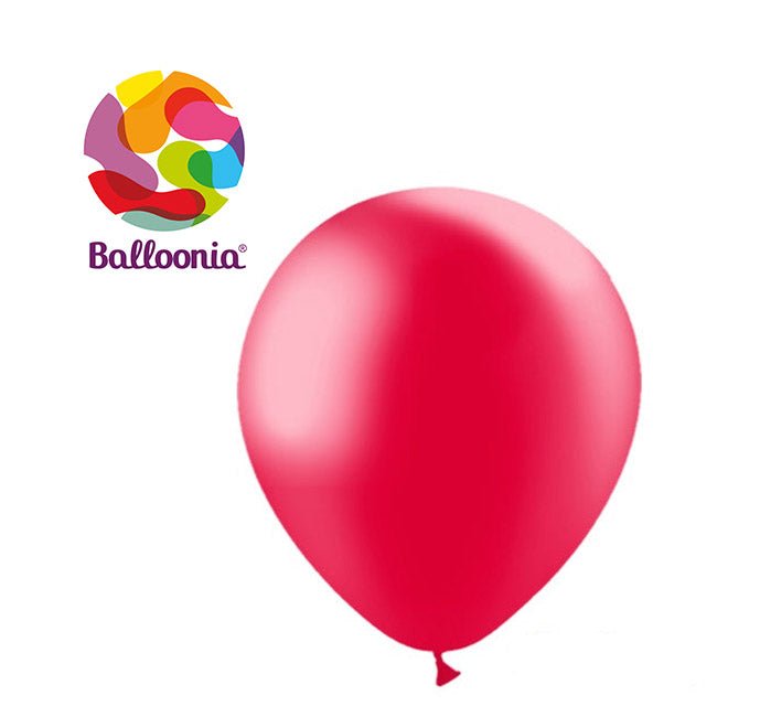 Balloonia 2ft Metallic Red Latex Balloon 5ct - BAM Party Global