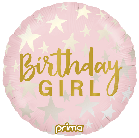 18” Round Birthday Girl Stars - BAM Party Global