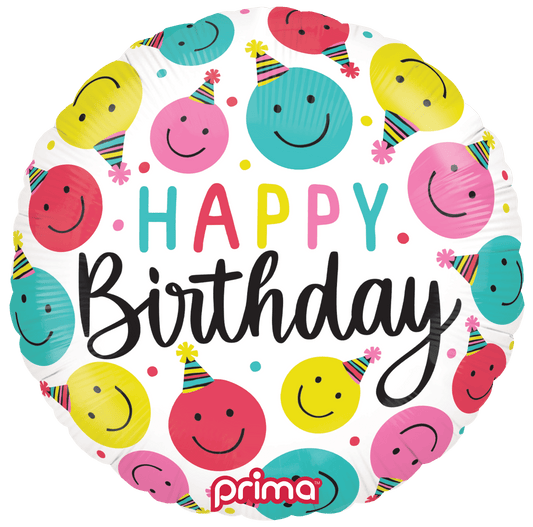 18” Round Birthday Happy Faces - BAM Party Global