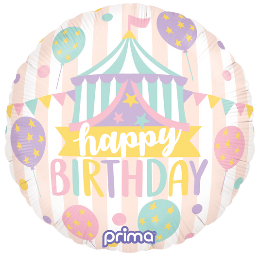 18” Round Birthday Pastel Circus - BAM Party Global