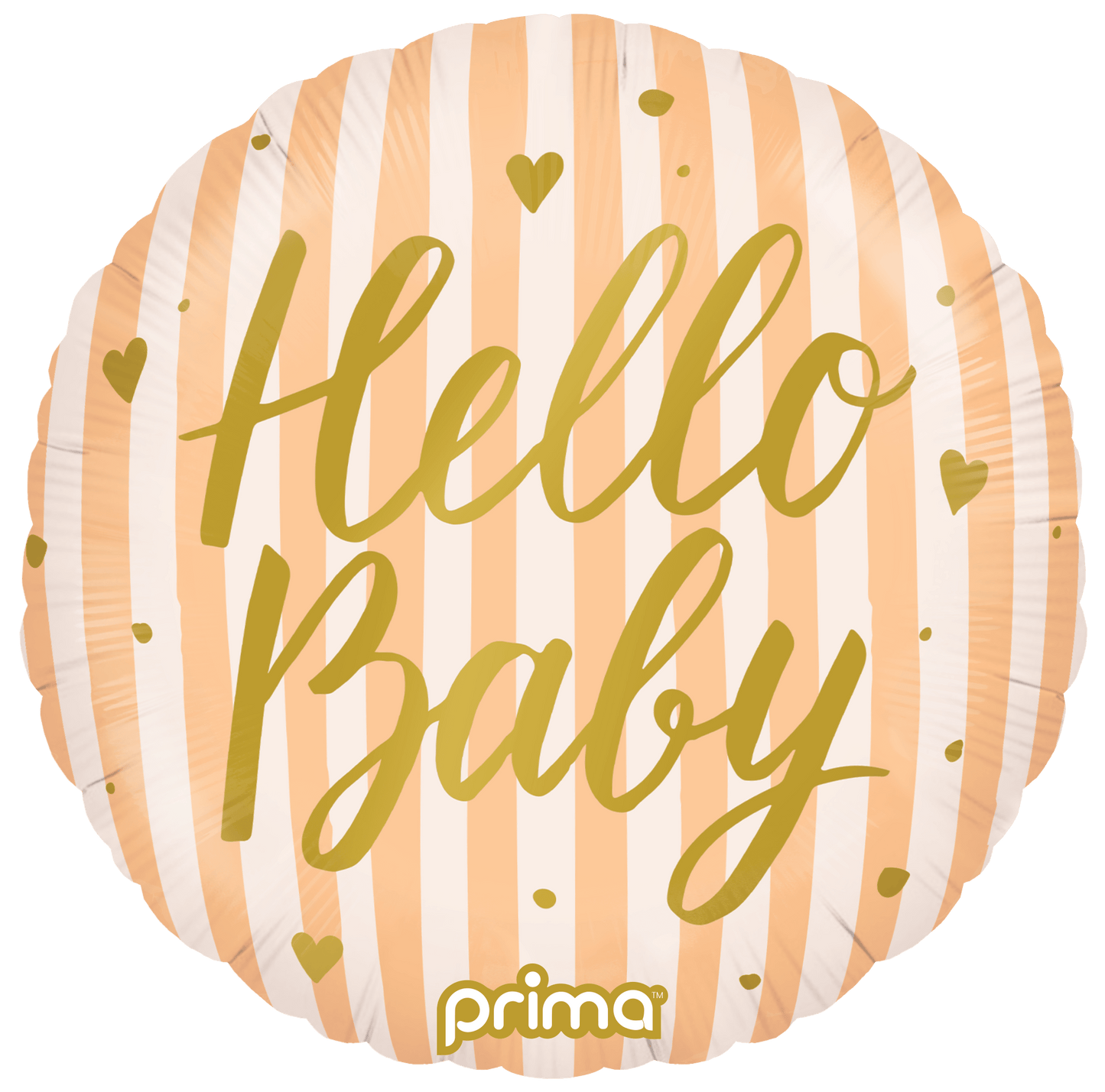 18” Round Hello Baby Peach Stripes - BAM Party Global