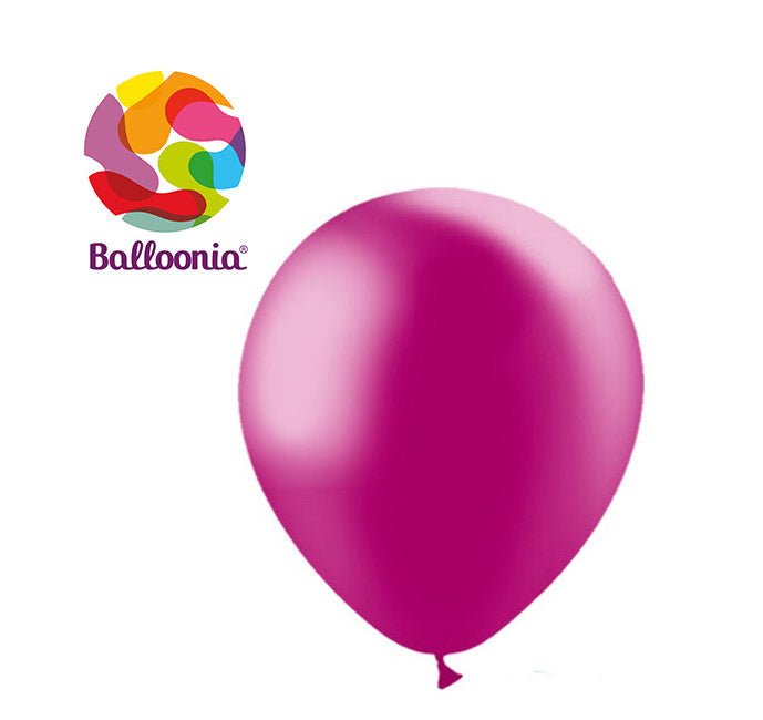 Balloonia 10" Latex Metallic Fuchsia 100ct - BAM Party Global