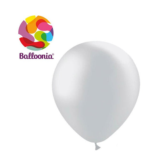 Balloonia 10" Latex Metallic Silver 100ct - BAM Party Global