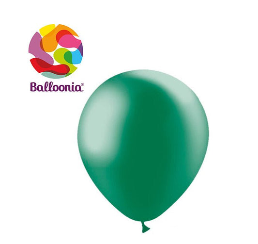 Balloonia 10" Metallic Forest Green Latex Balloons - 100ct - BAM Party Global