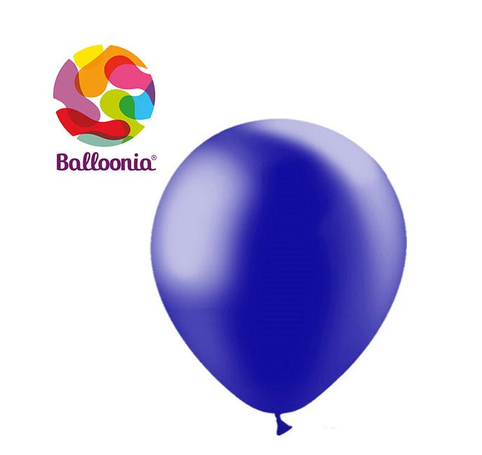 Balloonia 10" Metallic Navy Blue Latex Balloons - 100ct - BAM Party Global