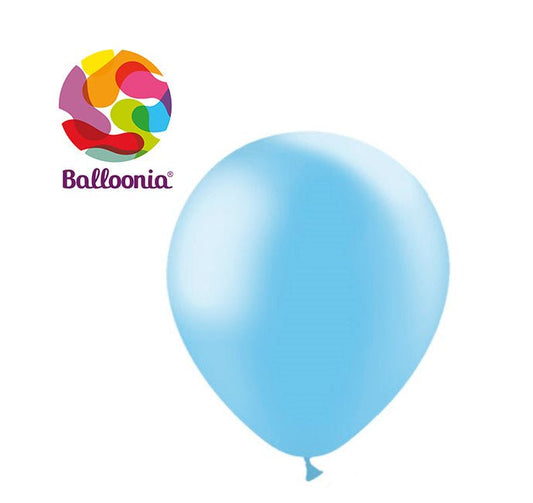 Balloonia 10" Metallic Sky Blue Latex Balloons - 100ct - BAM Party Global