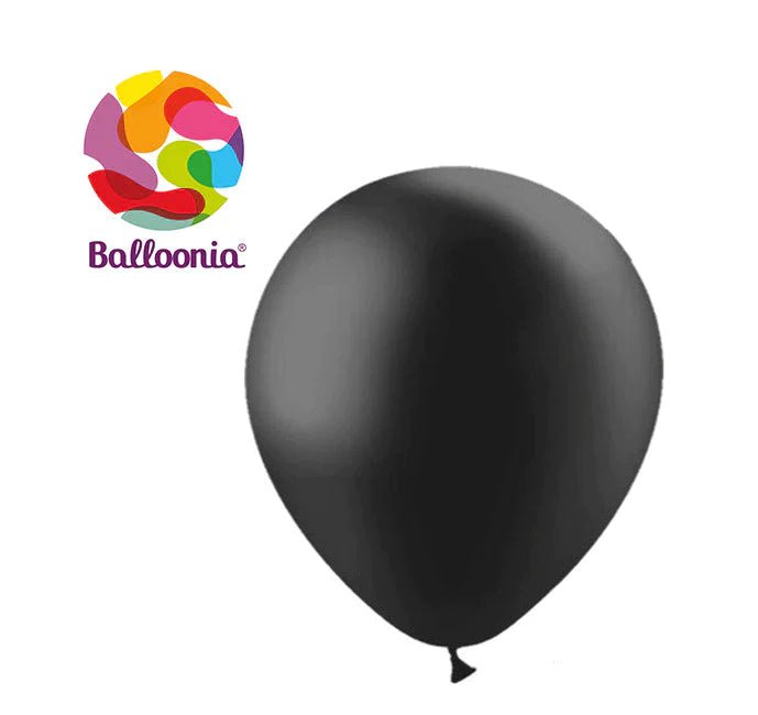 Balloonia 12" Black Latex Balloons - 100ct - BAM Party Global