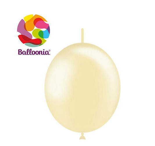 Balloonia 12" Decolink Metallic Latex Ivory 100ct - BAM Party Global