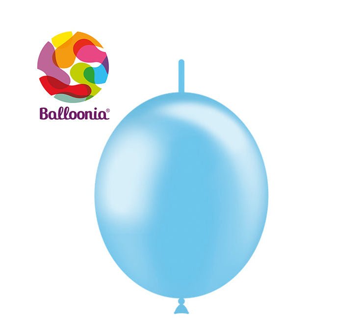 Balloonia 12" Decolink Metallic Latex Sky Blue 100ct - BAM Party Global