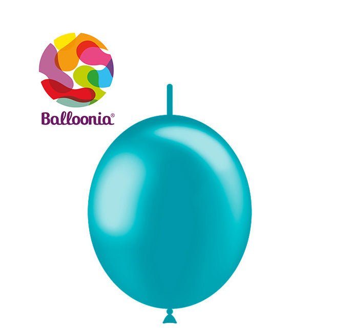 Balloonia 12" Decolink Metallic Latex Turquoise 100ct - BAM Party Global