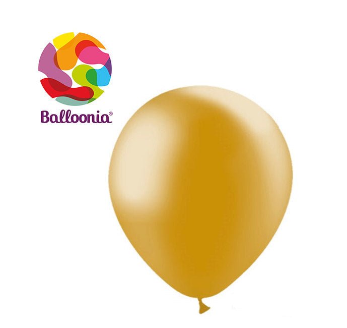 Balloonia 12" Latex Metallic Gold 50ct - BAM Party Global